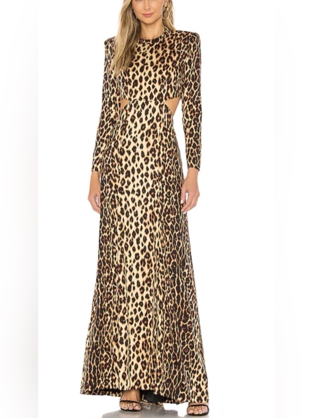 A.L.C. Leopard Print Long Sleeve Cutout Maxi Dress